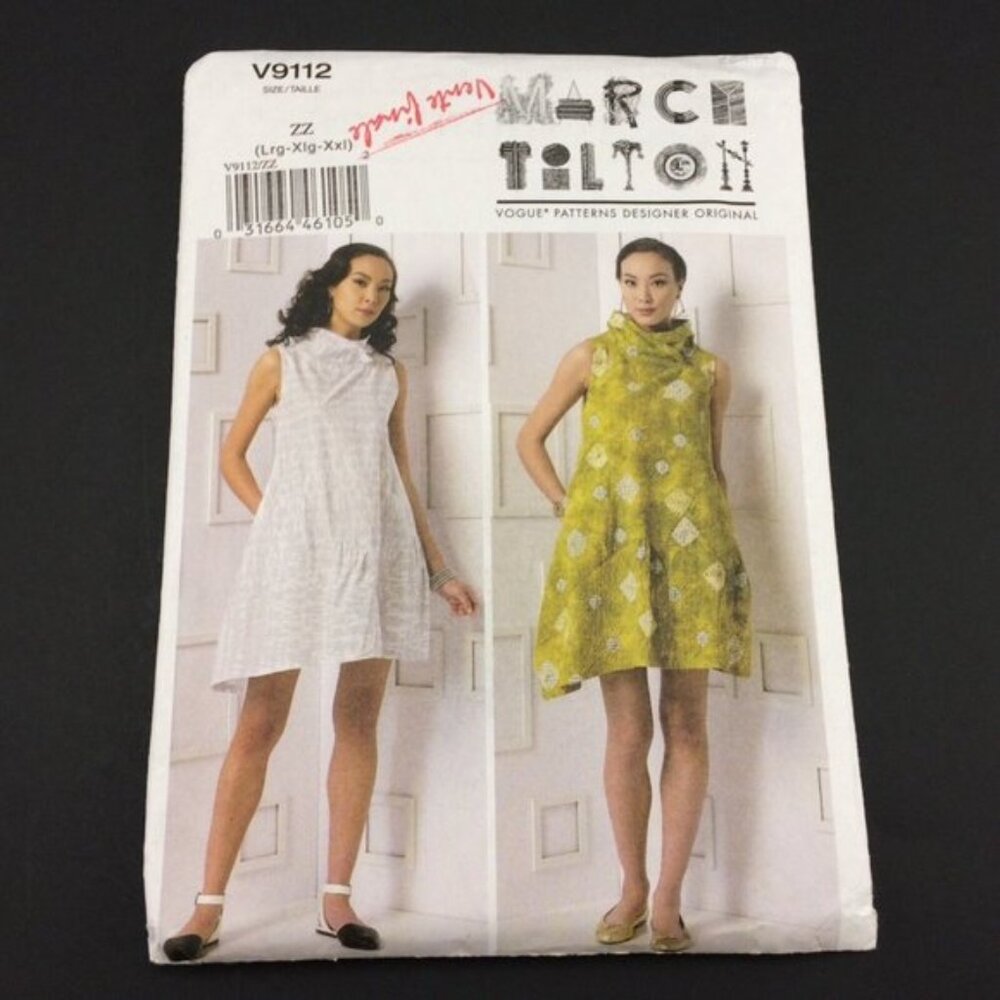 Vogue 9112 Marcy Tilton Cirque Dress Pattern Lrg Xlg Xxl Uncut Asymmetrical Easy